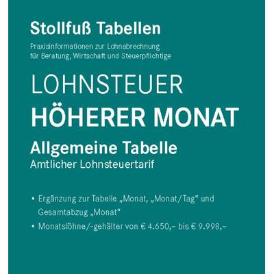Tabelle, Lohnsteuer 2024, Höherer Monat, Taschenbuch von , Stollfuß Verlag, 978-3-08-333524-5