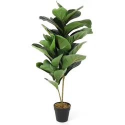 NATURN LIVING Gummipflanze aus Kunststoff – ø 14 x 98 cm – Ficus Elastica – Künstlicher Gummibaum – Wartungsfreie Pflanze – Grün