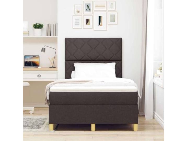KTHLBRH Boxspringbett Dunkelbraun 120 x 200 cm Verstellbares Kopfteil, ergonomisches Design, robuster Stoff, moderner Stil