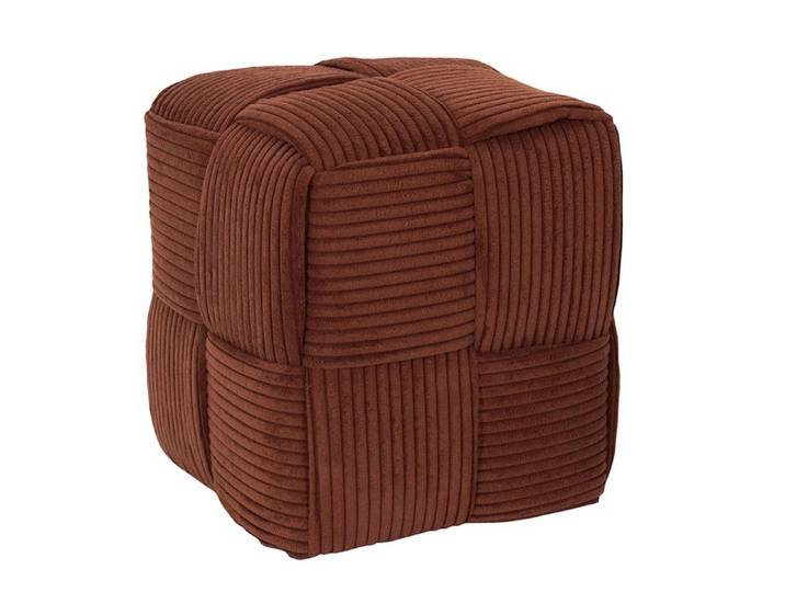 Pouf - HOME DECO FACTORY - Scott - Côtelé - Tresse - Terracotta