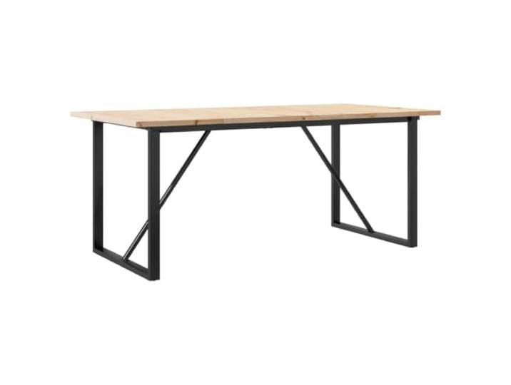 KFGWERSTY Esstisch 180 x 90 x 75,5 cm Massivholz Kiefer Braun Massives Kiefernholz, O-Gestell aus Stahl, für Esszimmer und Wohnzimmer, 180 x 90 cm Tischplatte