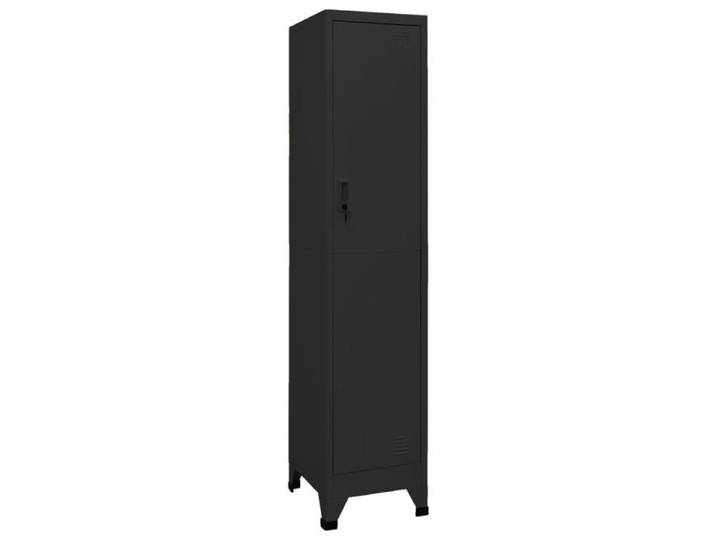 Armoire à casiers noir style industriel en acier 38x45x180 cm rangement dossiers et fournitures rangement bureau dossiers