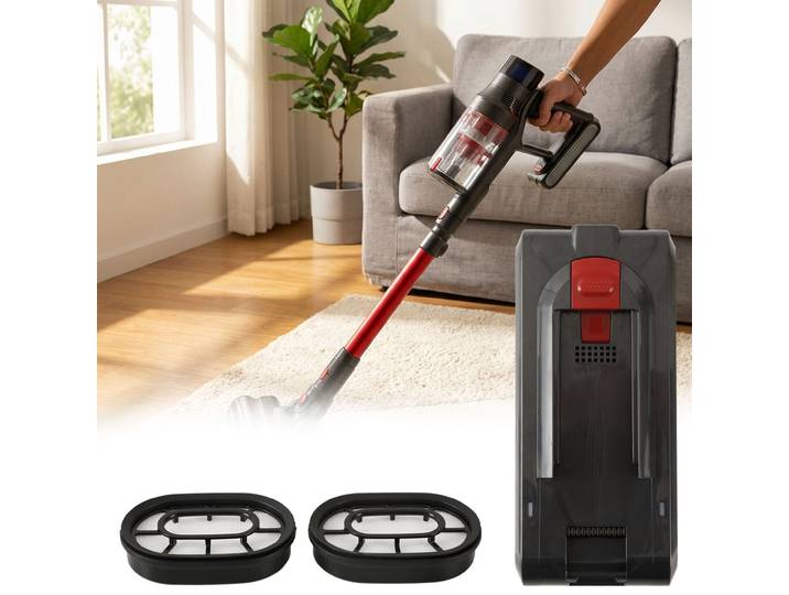 3er-Set Ersatzakku & Ersatzfilter für Zyklon Staubsauger CH11953, 29,5 V / 2200 mAh