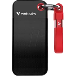 VERBATIM 32196 - Verbatim Pocket SSD mit Schlüsselring, 2TB Schwarz/Rot