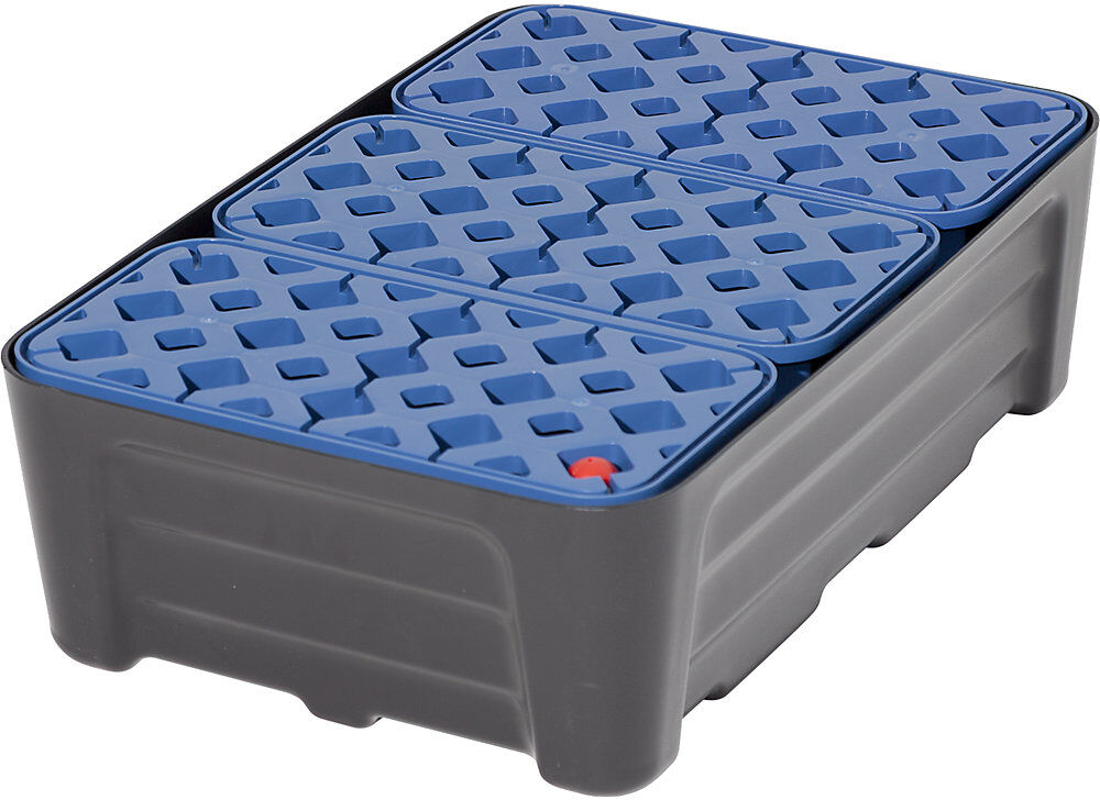 PE-Kleingebinde-Universalwanne, mit PE-Gitterrost, Auffangvolumen 30 l eurokraft pro