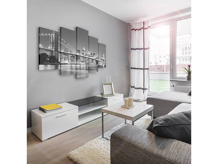 Tableau déco Rêve au-dessus de New York Lin Gris 200 x 100cm