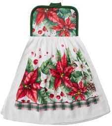 IH Casa Decor Tie Hand Towel Blooming Poinsettia- Set of 2