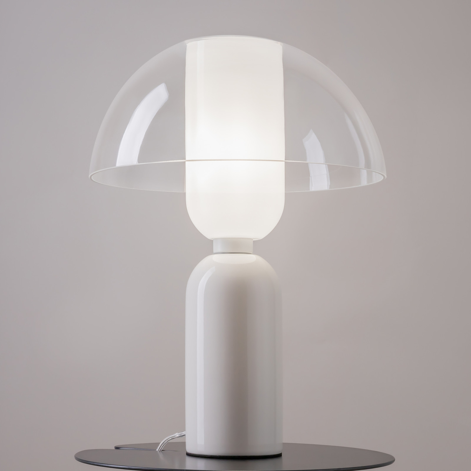 Maytoni Memory Tafel lamp wit, modern design met metaal en glas, E14, Hoogte: 43 cm