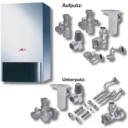 Wolf Heizwerttherme Paket CGU-2K-18 Erdgas E, mit Raummodul RM-2, Anschluss-Set Aufputz 8616108W10
