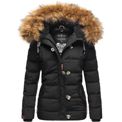 NAVAHOO Damen Stylische Winterjacke Steppjacke mit Kunstpelz Kapuze Zoja