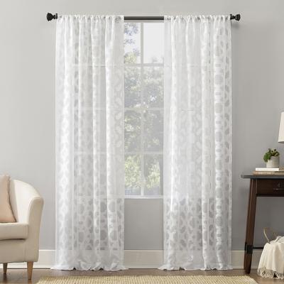 No. 918 Yvette Trellis Jacquard Sheer Rod Pocket Curtain Panel, Single Panel