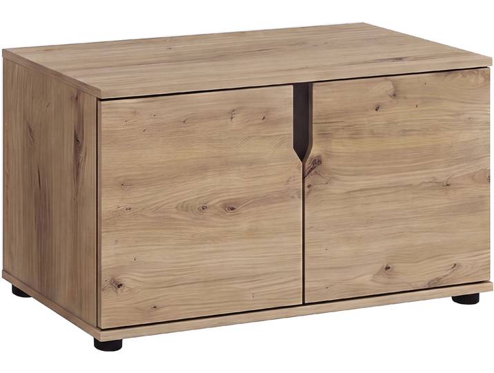 Sitzbank GOODPRODUCT FJELL, Breite 80cm, 2 Türen, 2 Einlegeböden, 4 Fächer , braun (artisan eiche nachbildung), B:80cm H:44cm T:37cm, FSC-zertifizierter Holzwerkstoff, Sitzbänke, Sitzbank, Bank Truhe, Kommode, Garderobenbank, Dielenbank