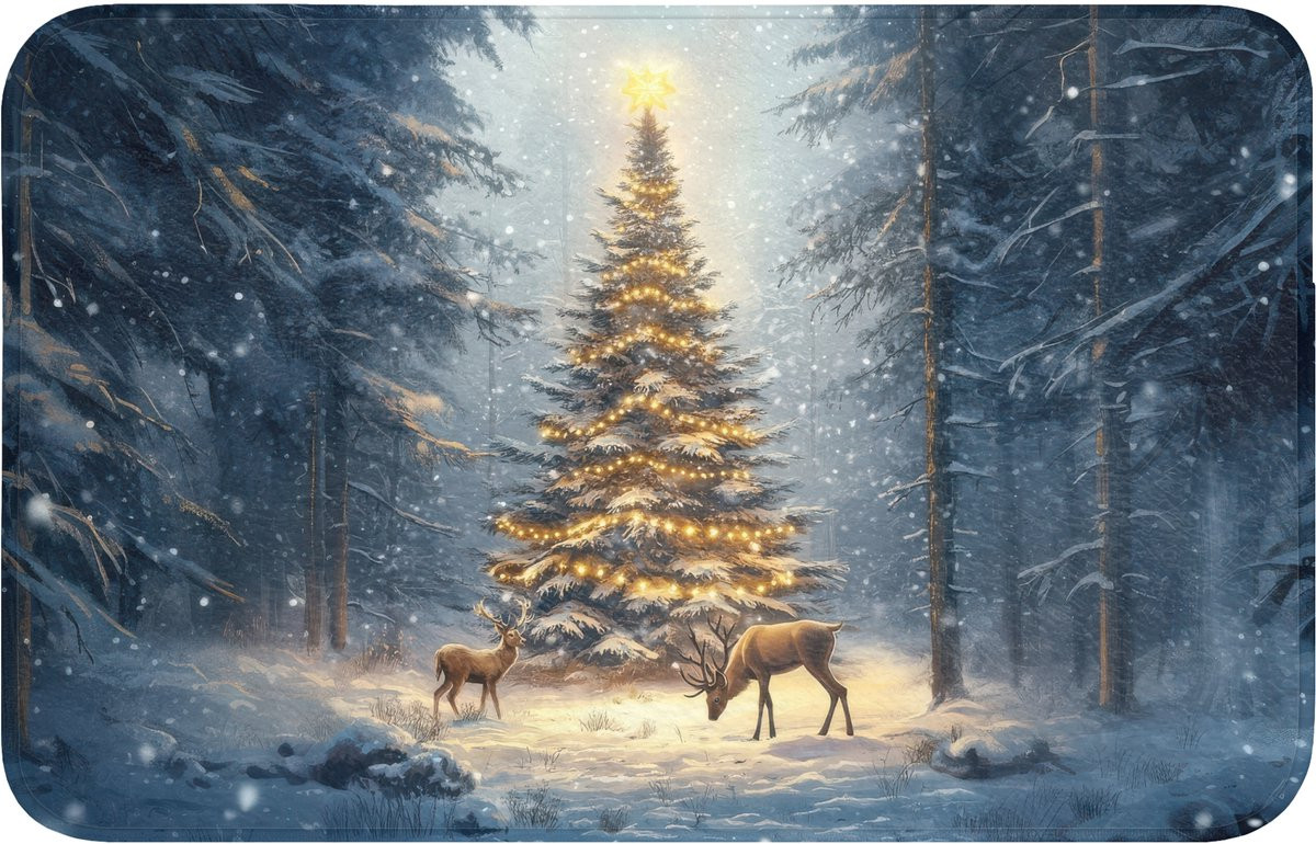 OnlyWow Badmat met Kerstlicht Motief - Donker - 80 x 50 cm