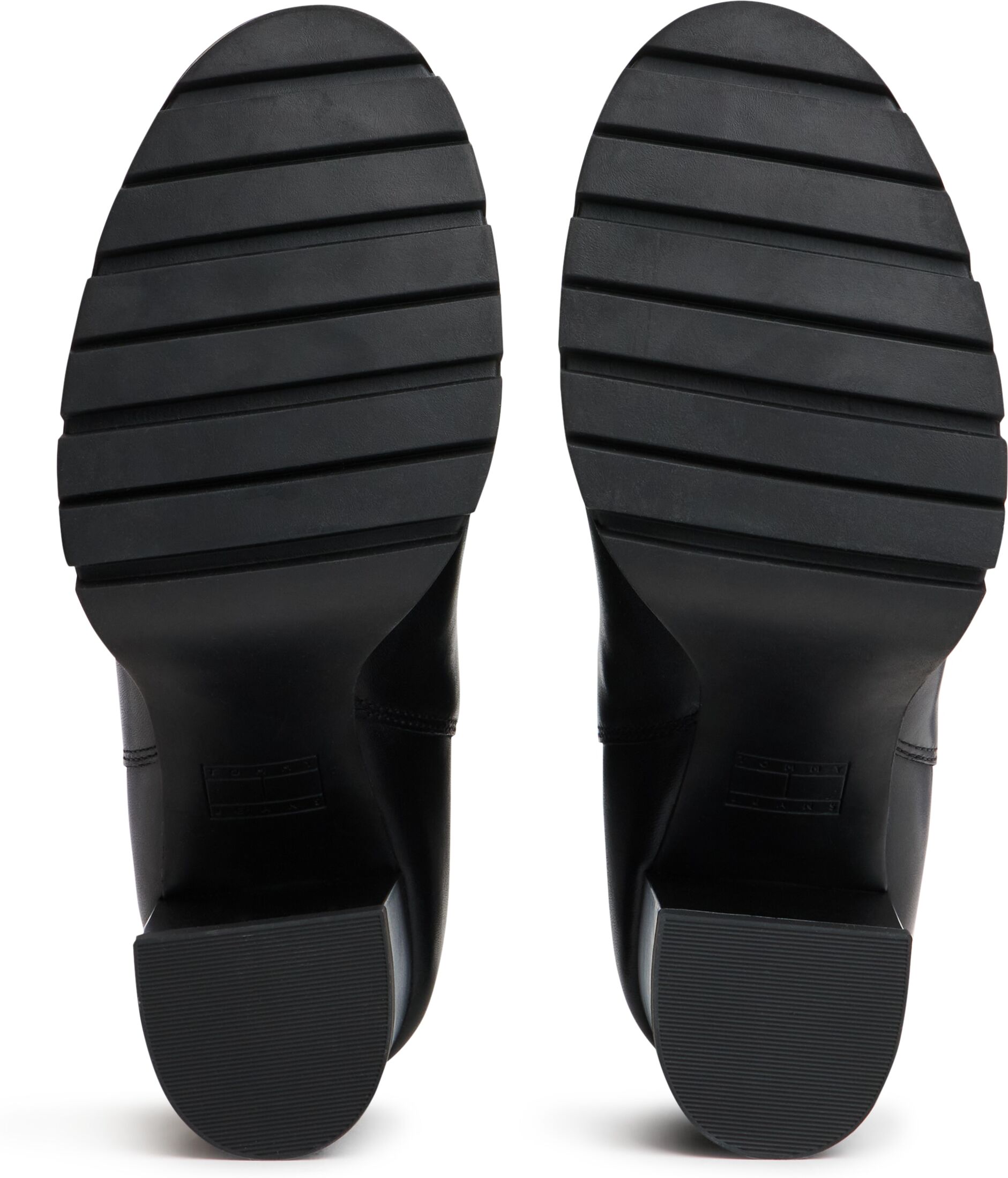 Chelseaboots TOMMY JEANS "TJW CHELSEA HIGH HEEL BOOTS", Damen, Gr. 42, schwarz, Leder, unifarben, Basic, Schuhe Chelseaboots, Ankle Boots, Plateaustiefeletten mit Stretcheinsatz und Logoflagge