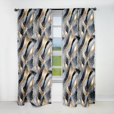 DESIGN ART "Designart ""Grey And Gold Diamond Glam Sequins "" Glam Blackout Curtain Panel 108 Inches"