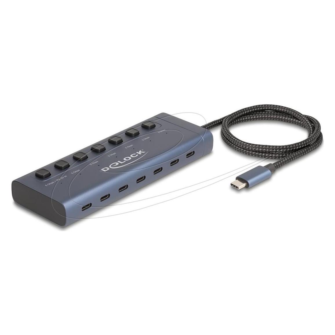 Delock USB 5 Gbps Hub mit 7 USB Type-C Ports mit Schalter da (USB-C, 7 Ports) (63410)