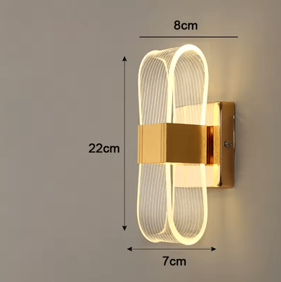 Inspire Curations Nordic Acrylic Aluminum LED Wall Lamp Warm Bedside Light gold A 3 color Light