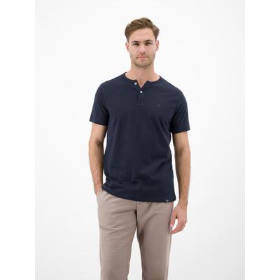 T-Shirt LERROS "T-Shirt mit Rundhalsausschnitt und Knopfleiste", Herren, Gr. XL, classic navy, 100% Baumwolle, Rundhals, Shirts T-Shirt