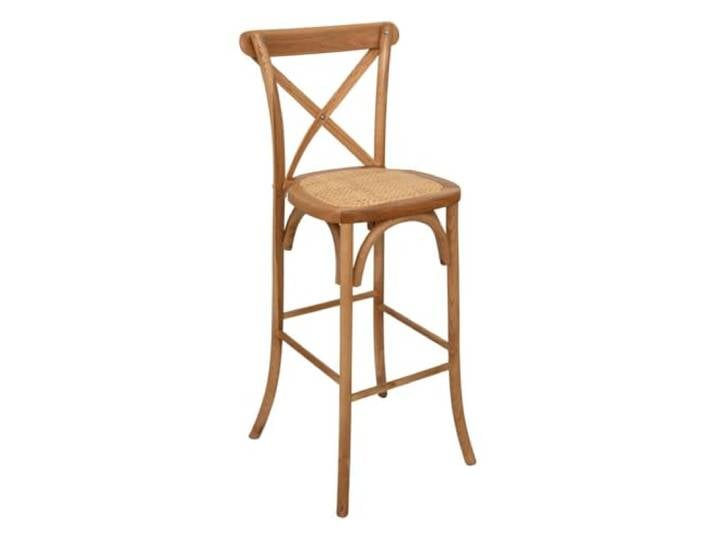 Atmosphera – Stapelbarer Barhocker Isak, Höhe 110 cm – Eiche und Rattan, Bohème-Stil – Für Küche, Kücheninsel, Hochstuhl