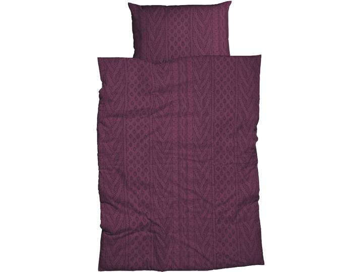 Bettwäsche CASATEX Eger , lila (beere), B/L: 135cm x 200cm, 1 Stk., 1 Stk., Biber, B/L: 80cm x 80cm, 2 Stk., Biber, Obermaterial: 100% Baumwolle, Bettwäsche, Bettwäsche, kuschelig und flauschig, optisch wie ein grob gestrickter Pullover