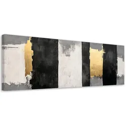 LEINWANDBILD Geometrische Abstrakt Glamour Gold 120x40cm