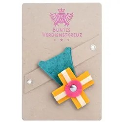 Buntes Verdienstkreuz aus Filz lagune-gelb