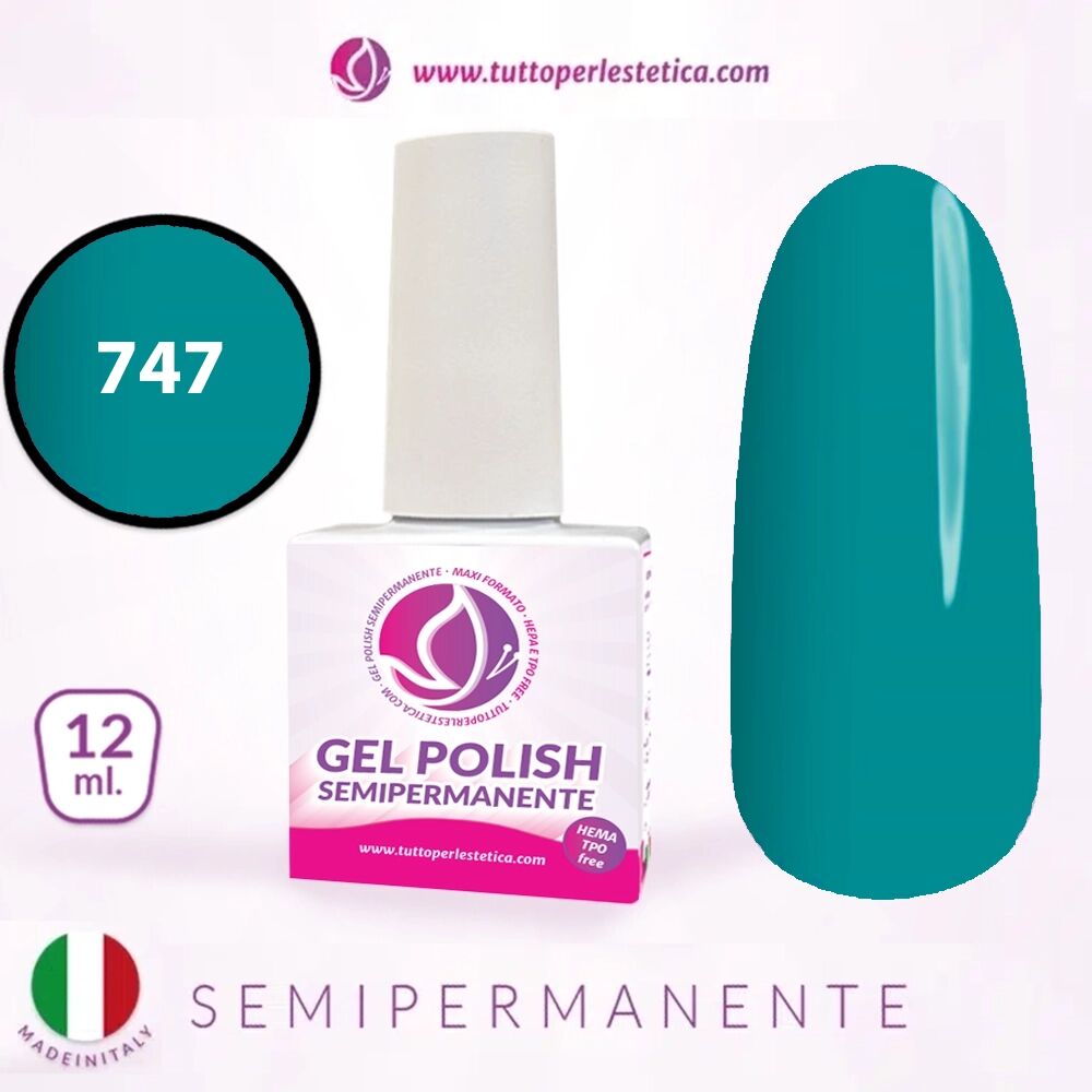 Tuttoperlestetica Semipermanente colore verde Tiffany chiaro N 747 da 12 ML Hema e TPO Free