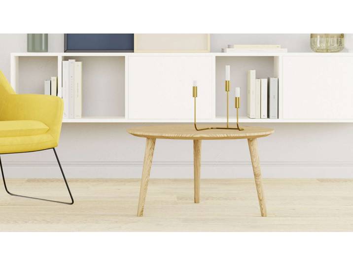 Runder Couchtisch aus Buche Buche Natur geölt