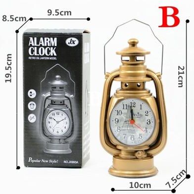 ModernMart Vintage Oil Lamp Alarm Clock Retro Table Clock Night Light Decor b