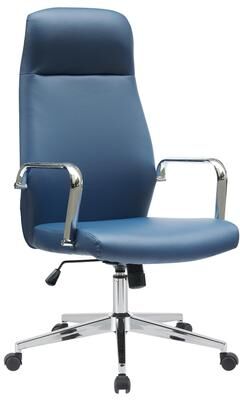 LeisureMod Flux Ergonomic Leather Office Chair - Reclining, Adjustable, Padded Headrest, Chrome Frame