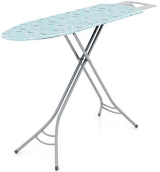 Costway Foldable Ironing Board with Iron Rest and Adjustable Height-Turquoise