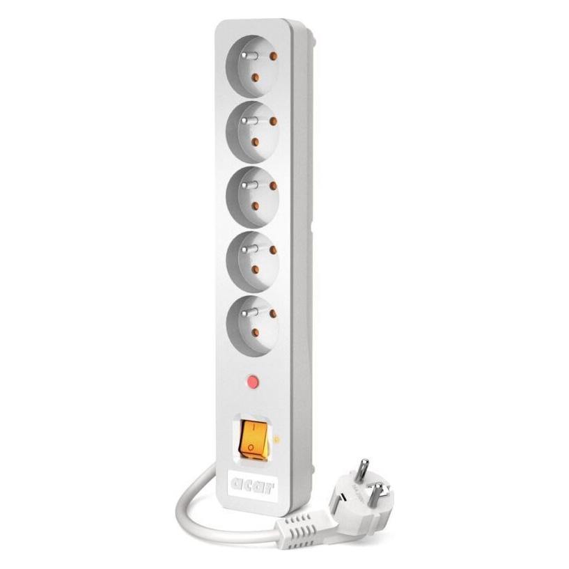 Acar Steckdosenleiste X5 Überspannungsschutz 5 Steckdosen 3 m weiss (ALP-ACARX5 ----- 553) (CEE 7/5, 3 m) (--553---ALP-ACARX5)