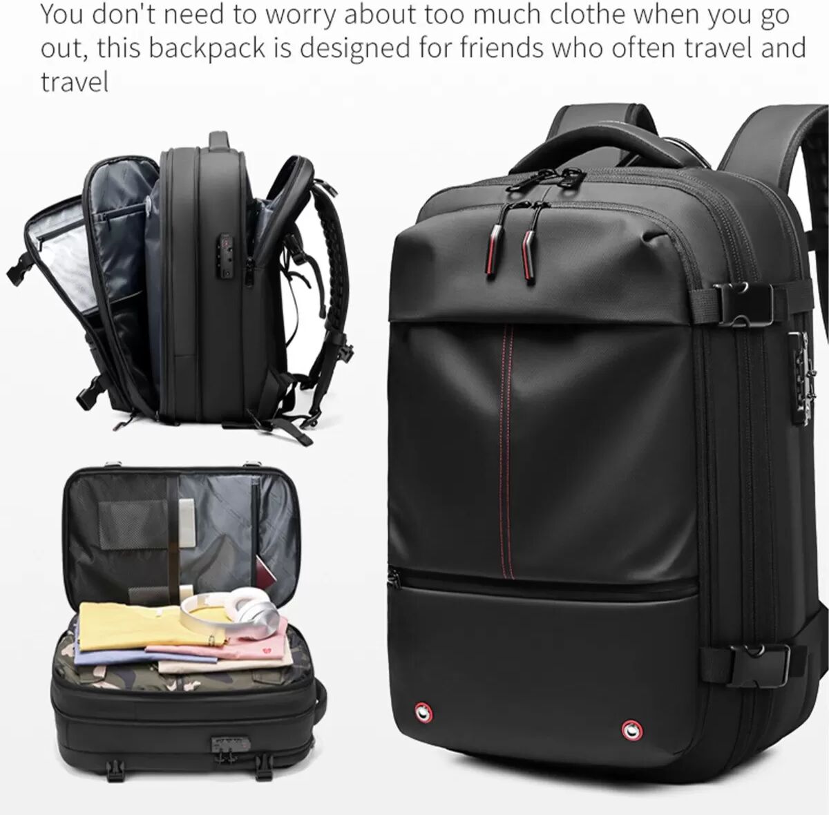 INF 19-Zoll Vakuum-Kompressionsrucksack: Reise, Business und erweiterbarer Stauraum