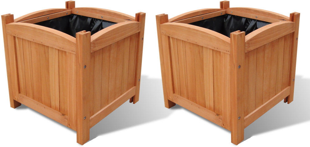 Sol 27 Outdoor Wood Planter Box Brown 30cm H X 30cm W X 30cm D