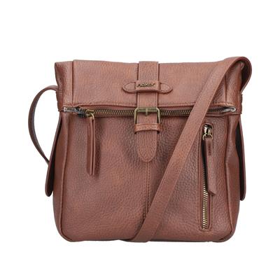 Umhängetasche RIEKER, Damen, Gr. B/H/T: 21cm x 34cm x 10cm, braun (cognacfarben), Lederimitat, unifarben, Taschen Umhängetasche, Damen-Handtasche, Schultertasche, Überschlag mit Schnallenverschluss