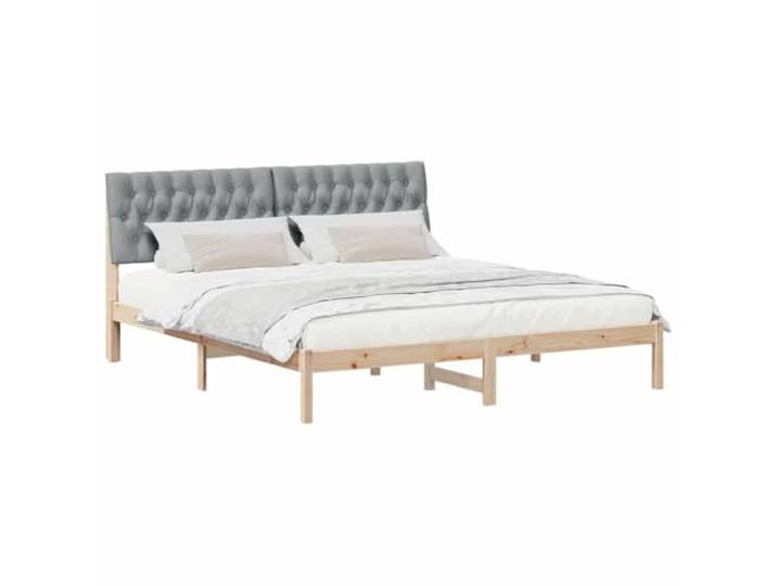 KTHLBRH Bett mit Kopfteil, braun, 180 x 200 cm Massives Kiefernholz, enge Latten, Kopfteil an der Wand, einfache Montage