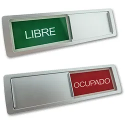CombiCraft Schiebeschild "Libre-Ocupado" in einem silberfarbenen Kunststoffschiebeprofil ca. 178x50mm