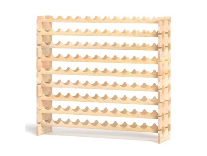 Helloshop26 Weinregal, modular, stapelbar, 120 x 29 x 106 cm, für 108 Flaschen, praktisches Design, aus Kiefernholz, natur, 20_0011046