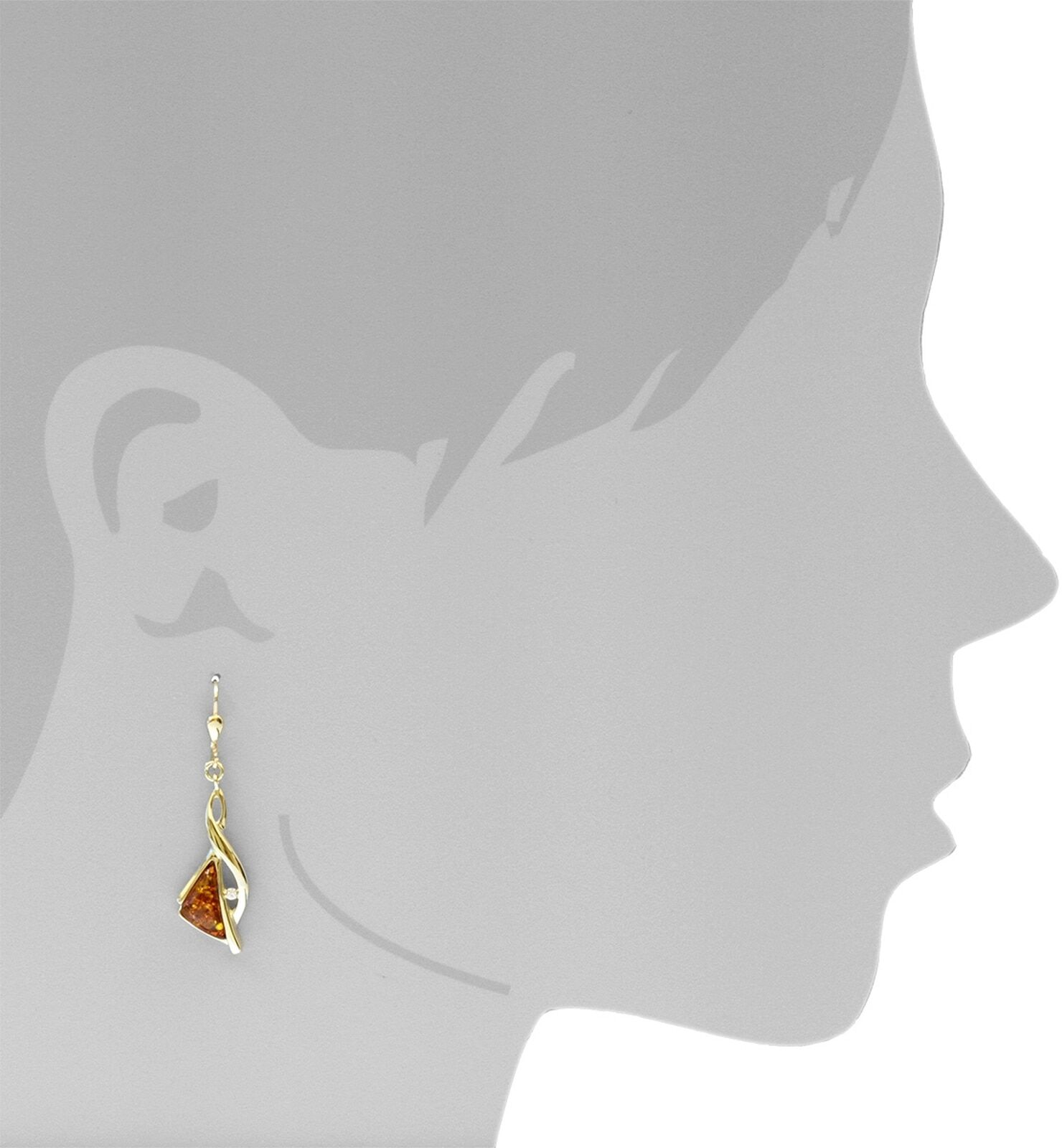 Paar Ohrhänger OSTSEE-SCHMUCK "Ostsee-Schmuck Ohrhänger Aria Ohrhänger Aria", gelb, Ohrringe, Damen, 45 x 12mm, Gelbgold 333