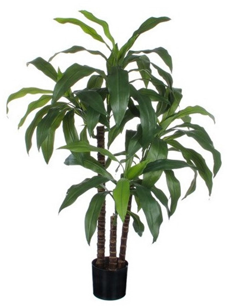 Groene Dracaena kunstplant met zwarte plastic pot, 100 cm