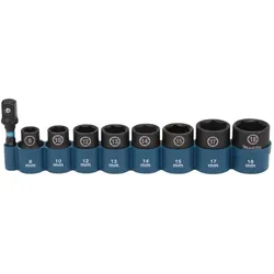 Makita IMPACT BLACK Schlagnuss-Set 9-teilig - 3/8 Zoll - 28 mm - Impact Black - E-16639