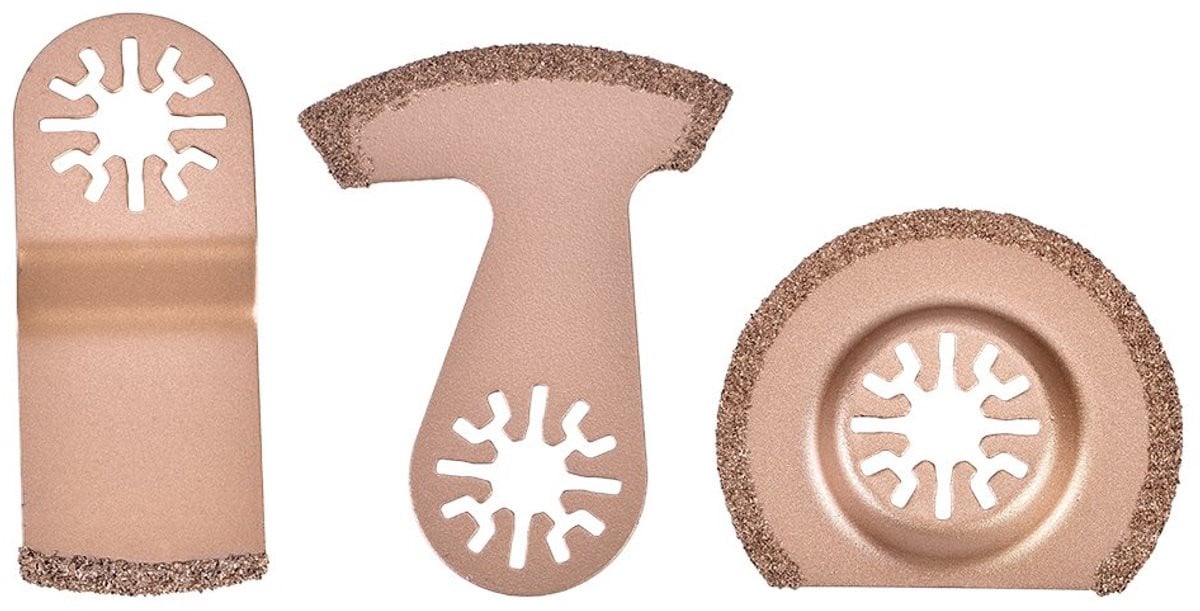 3-delige universele multitool oscillerende zaagbladen met carbide tanden voor steen, tegels en beton