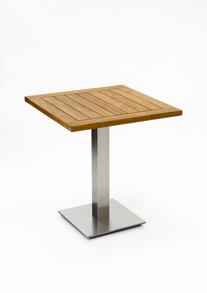 Gartentisch Bistrox 95x95 Tischplatte Teak Geölt Gestell Edelstahl Gebürstet