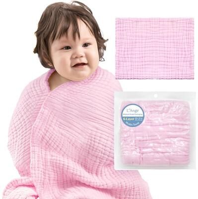 L'Ange Baby Towel 100% Cotton Muslin 9 Layers Quick Dry Medical Grade Packaging 28 x 37 in.
