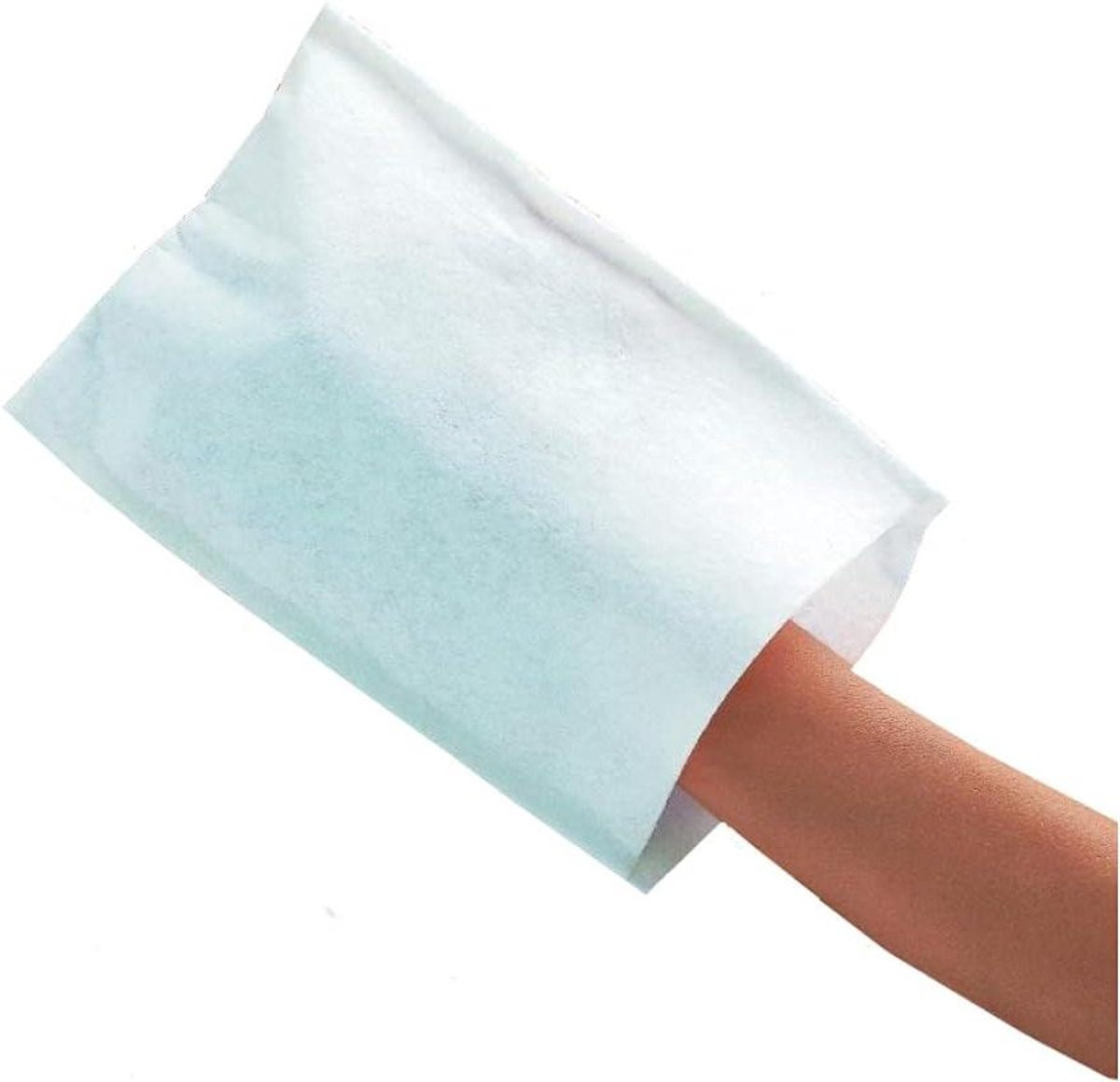 Set van 2 verpakkingen witte superabsorberende vlies washandjes voor persoonlijke hygiëne