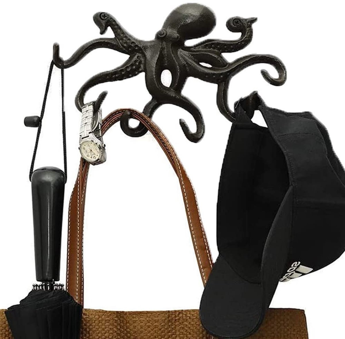 Omgoods Octopus Wandhaak met 6 Tentakels, Robuuste Kapstok voor Badkamer en Slaapkamer