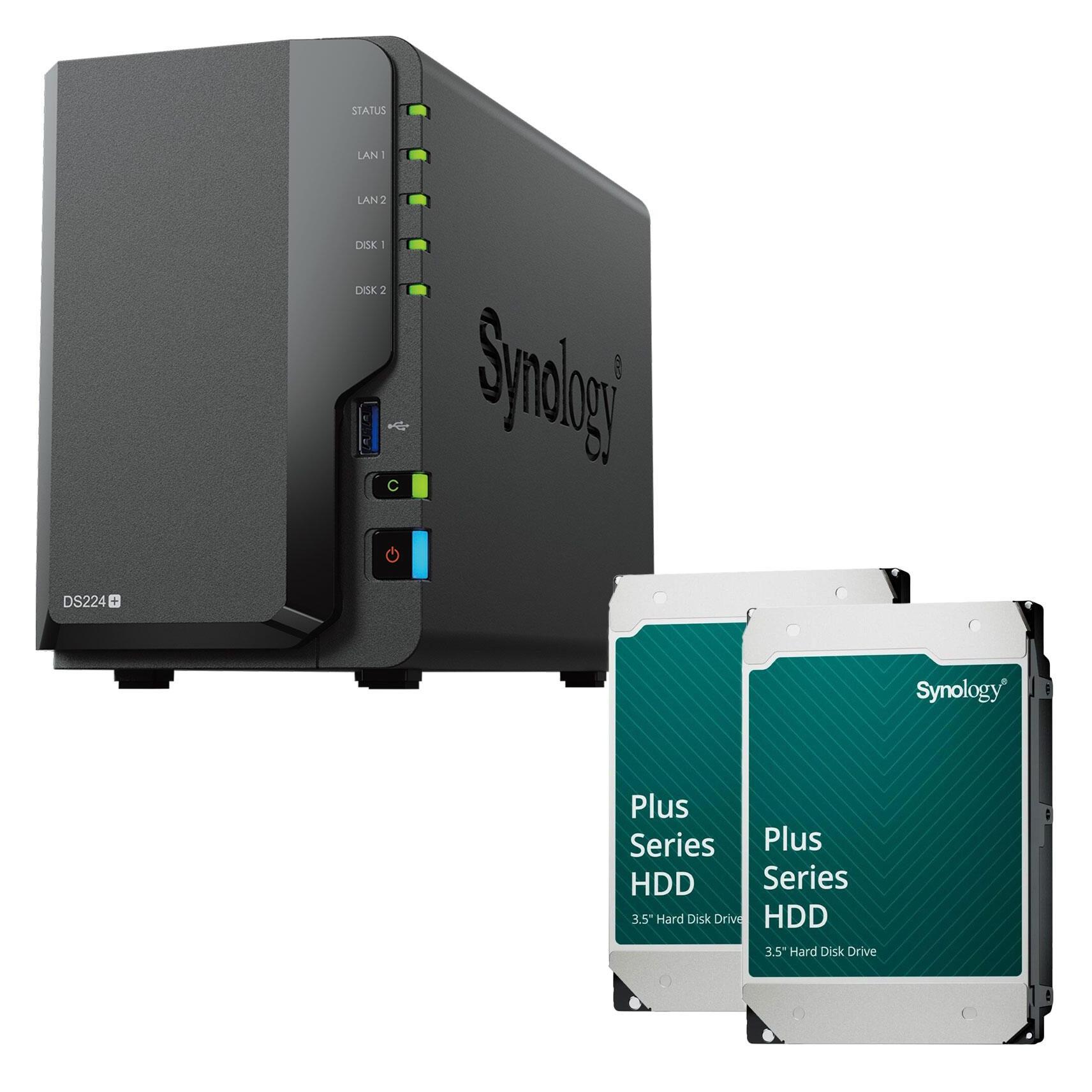 Synology DiskStation DS224+ 2 Einschübe NAS-Server Leergehäuse (DS224+) + 2x 12TB (24TB) Synolog... (2 x 12 TB) (DS224+ & HAT3310-12T)