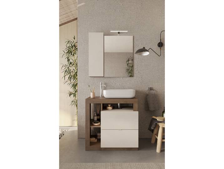 Waschtisch Hamburg 78cm Beige/Kaschmir/Eiche Dunkel Dekor