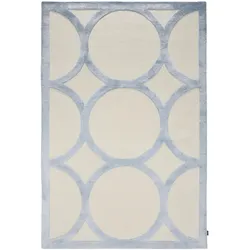 benuta Finest Kurzflor Teppich Maxim Cream/Blau 160x230 cm - Moderner Kurzflor-Teppich für Wohnzimmer