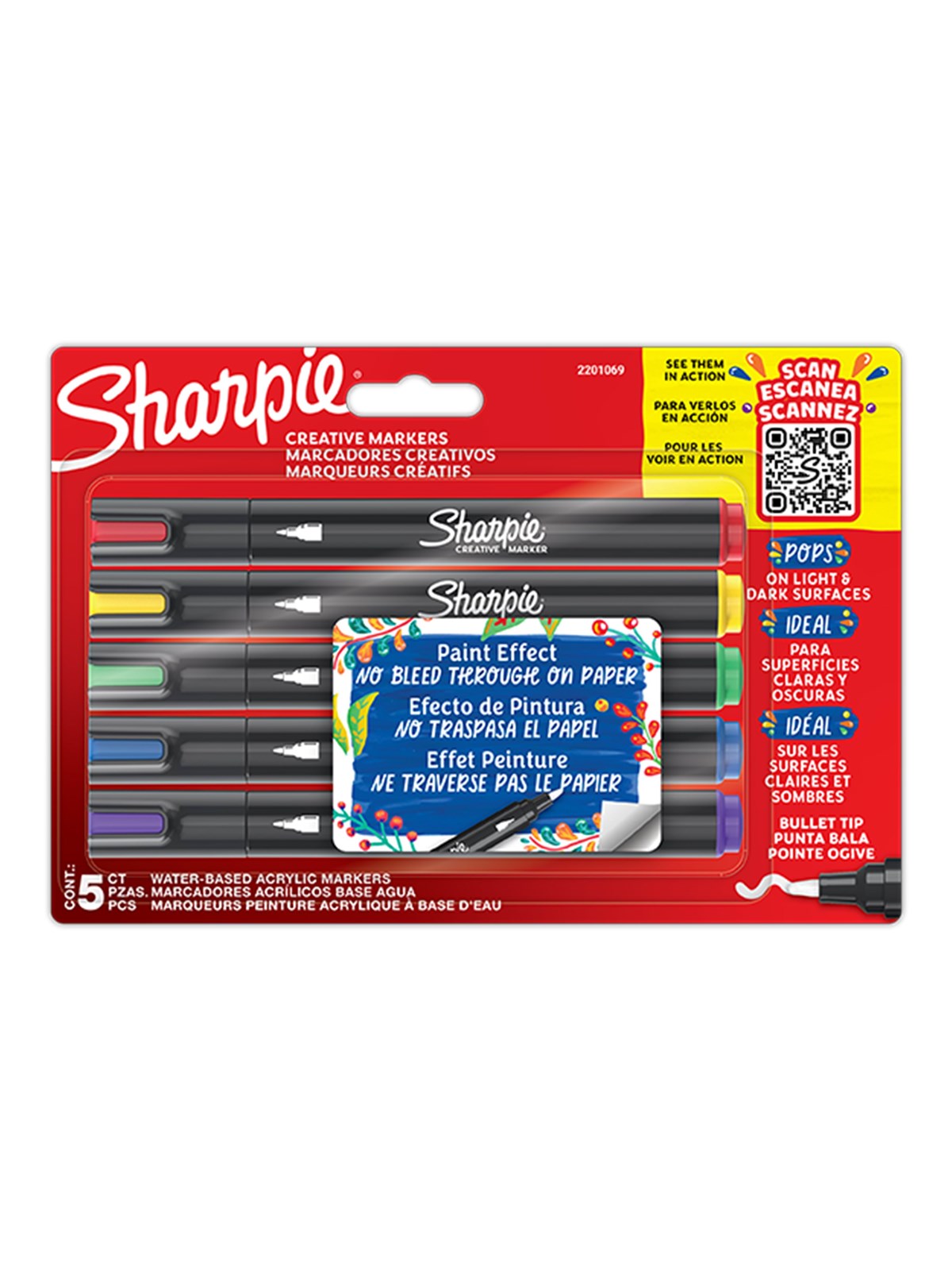 Sharpie Creative Marker Bullet Tip | Verschiedene Farben | 5 Stück